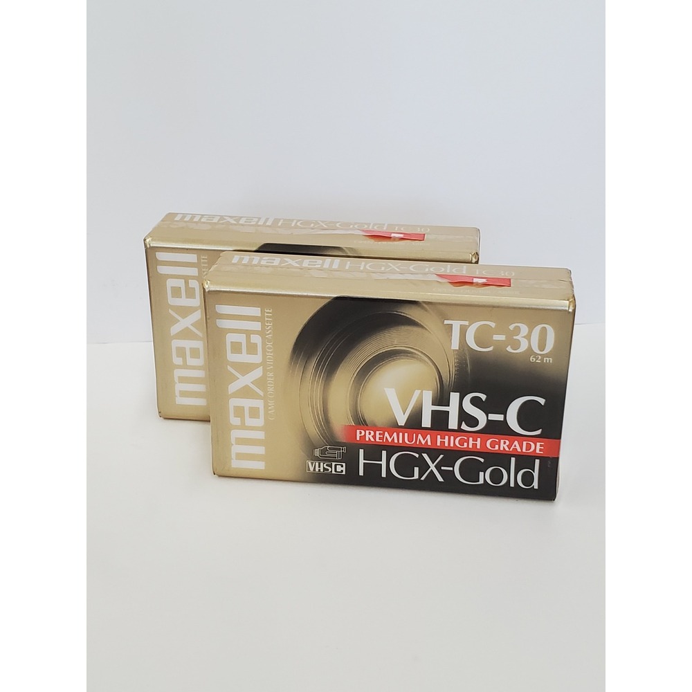 2 Pack Maxell HGX-Gold TC-30 VHS-C Premium High Grade Camcorder Tapes New Sealed